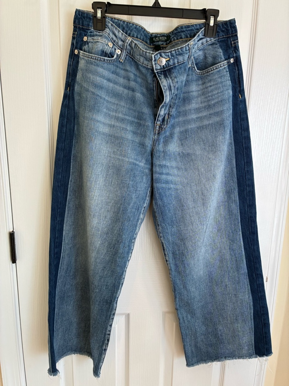 Lauren Ralph Lauren Two-Tone Wide Leg Jeans - Light & Dark Blue size 12